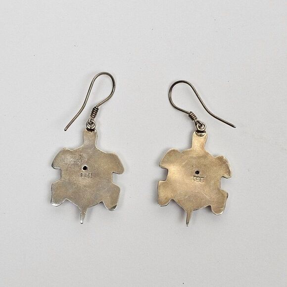 Sterling Silver 925 Sea Turtle Earrings Dangle Hook Pierced Nautical Beach - Picture 3 of 8